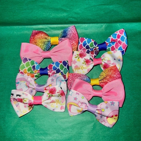 NWOT 🥀 Girl's Colorful Cute 2PK Hair Bow Clips - Picture 8 of 10